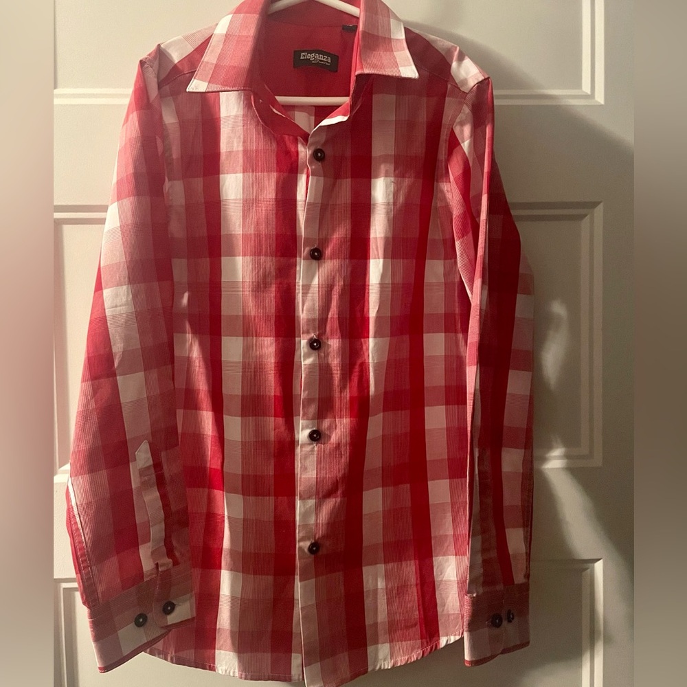 Red Plaid Button Down Shirt for Kids Size 10y